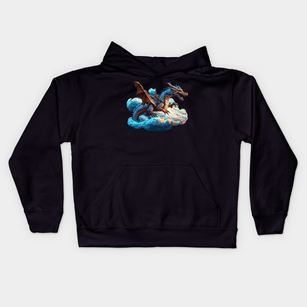 Flying Dragon in the Sky: Epic Fantasy Art Design Kids Hoodie by DesginsDone